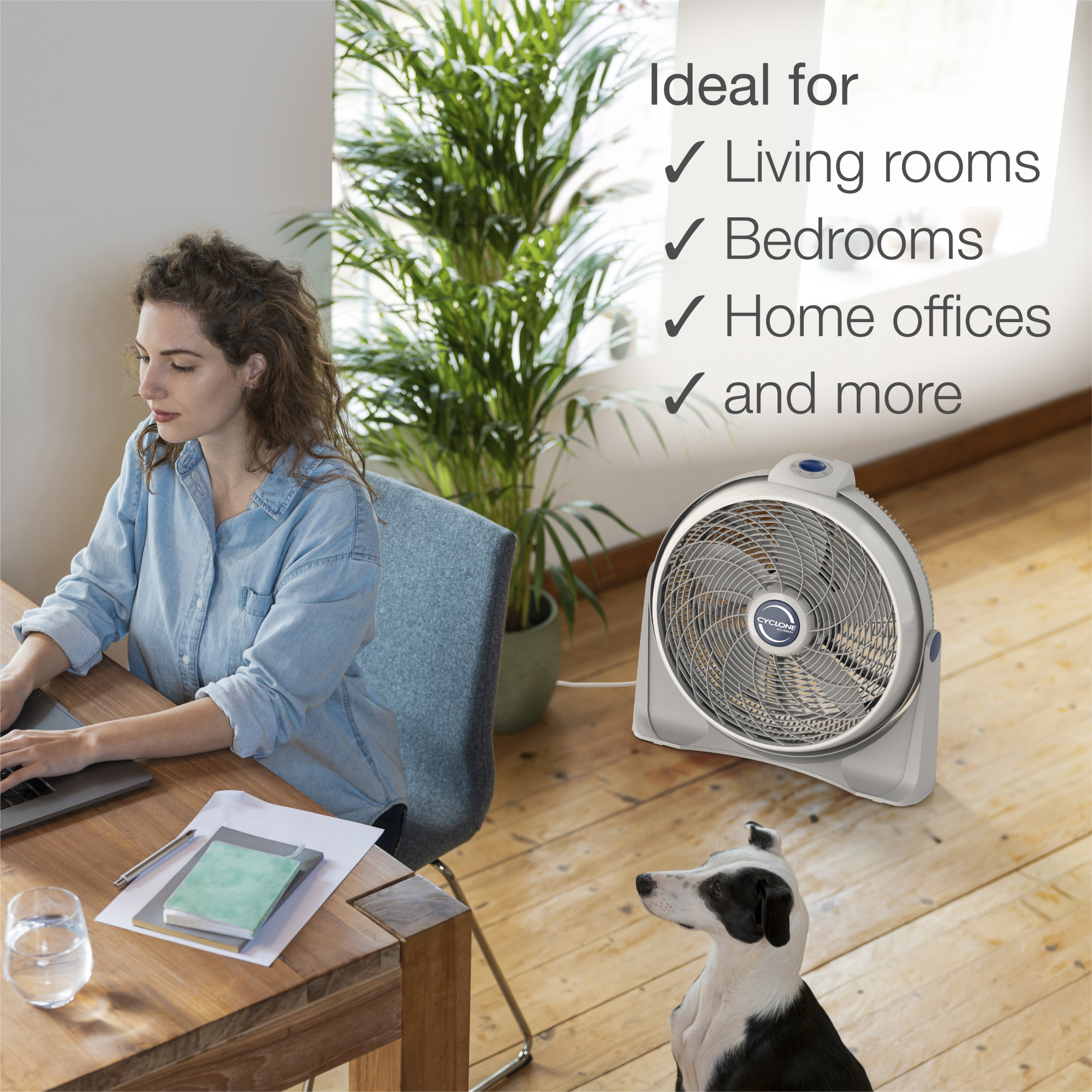 Lasko 20" Cyclone Air Circulator Floor Fan with Wall Mount Option, 23" Height, White, 3520, New - image 5 of 14