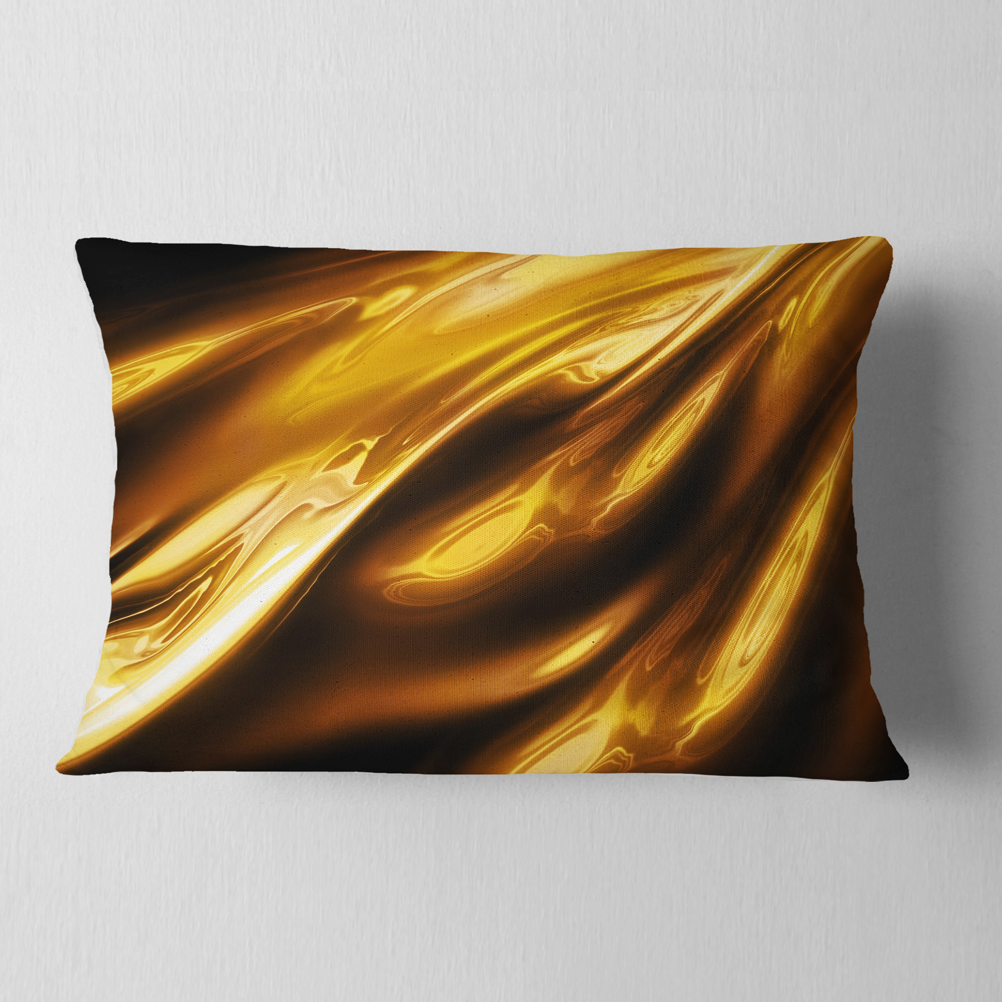 Designart Liquid Gold Texture Pattern - Abstract Throw Pillow - 12x20