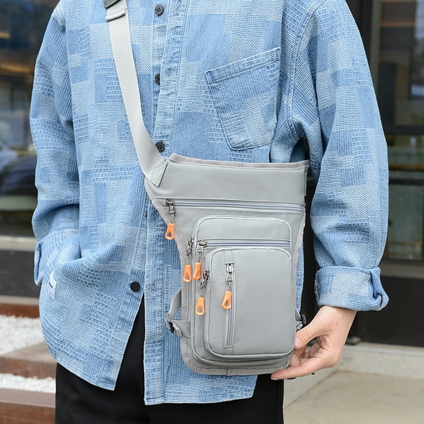 Rinonera Para Hombre Bolso de cintura para hombre de hombro deportivos multifuncionales Oxford para acampar gris Bodega Aurrera en linea