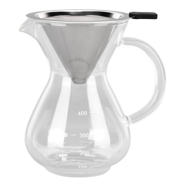 Cafetera de vidrio de 400 ml, resistente al calor, con filtro de acero inoxidable para cocina doméstica, base redonda.