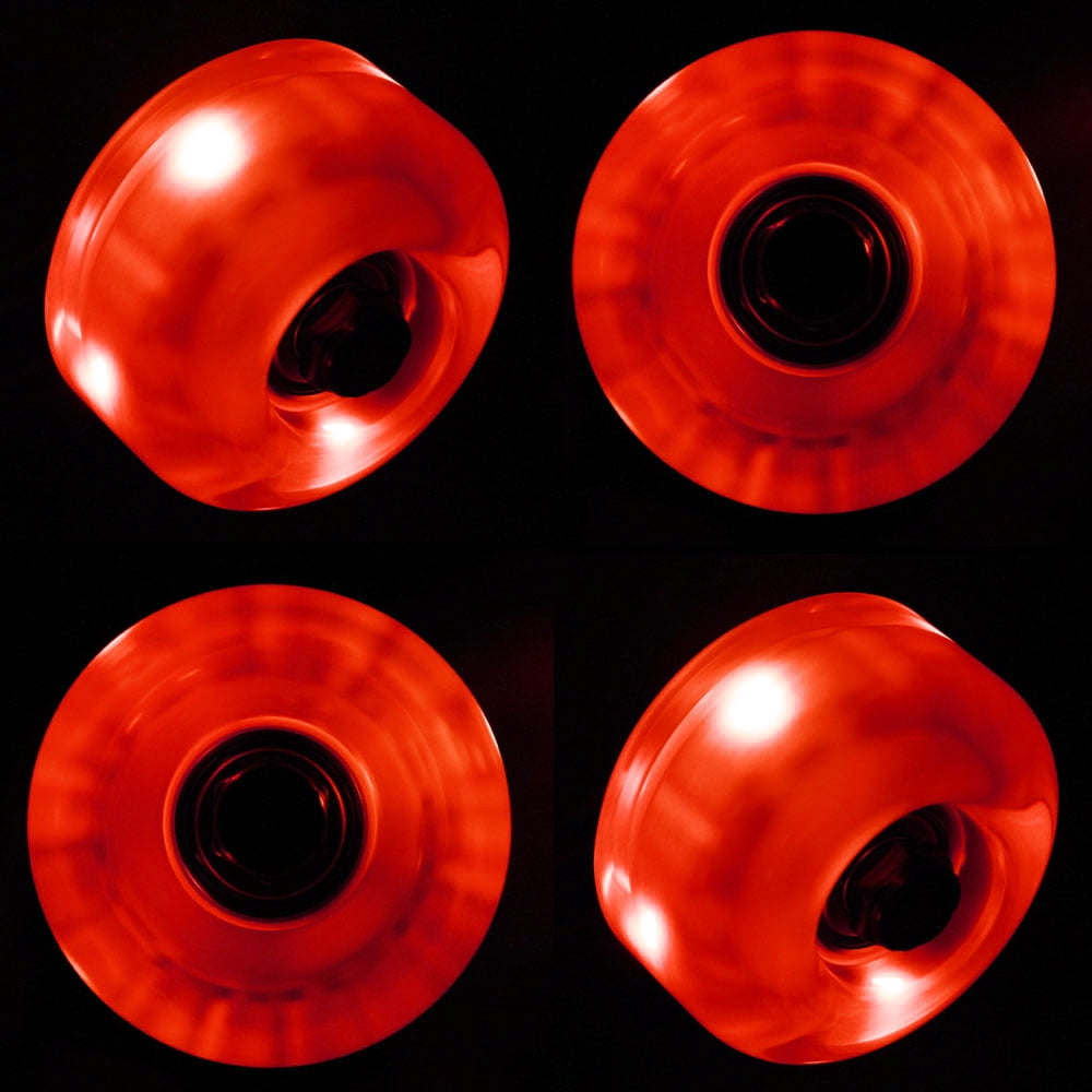 LED Skateboard Wheels 54mm RED Glow Cruiser Longboard LIGHTS + ABEC 9