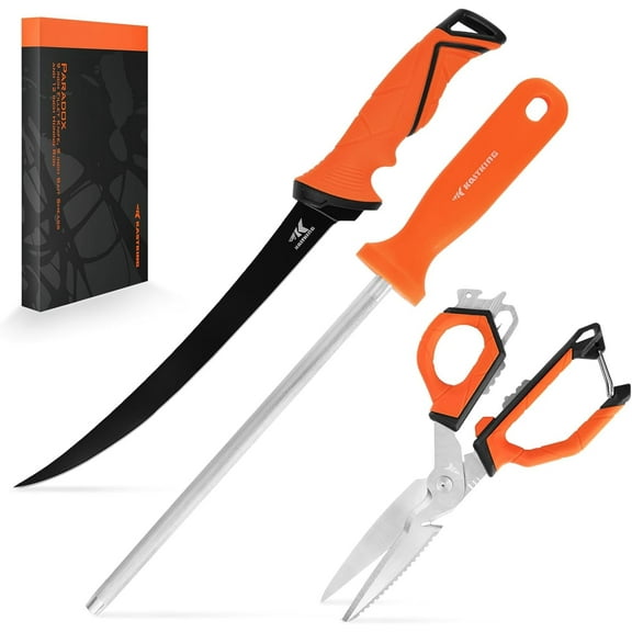 KastKing Fishing Knife Tool Set – Includes 9" & 7" Fillet Knives, 5" Bait Knife, 9" Versatile Bait Shears Fishing Gear-Paradox