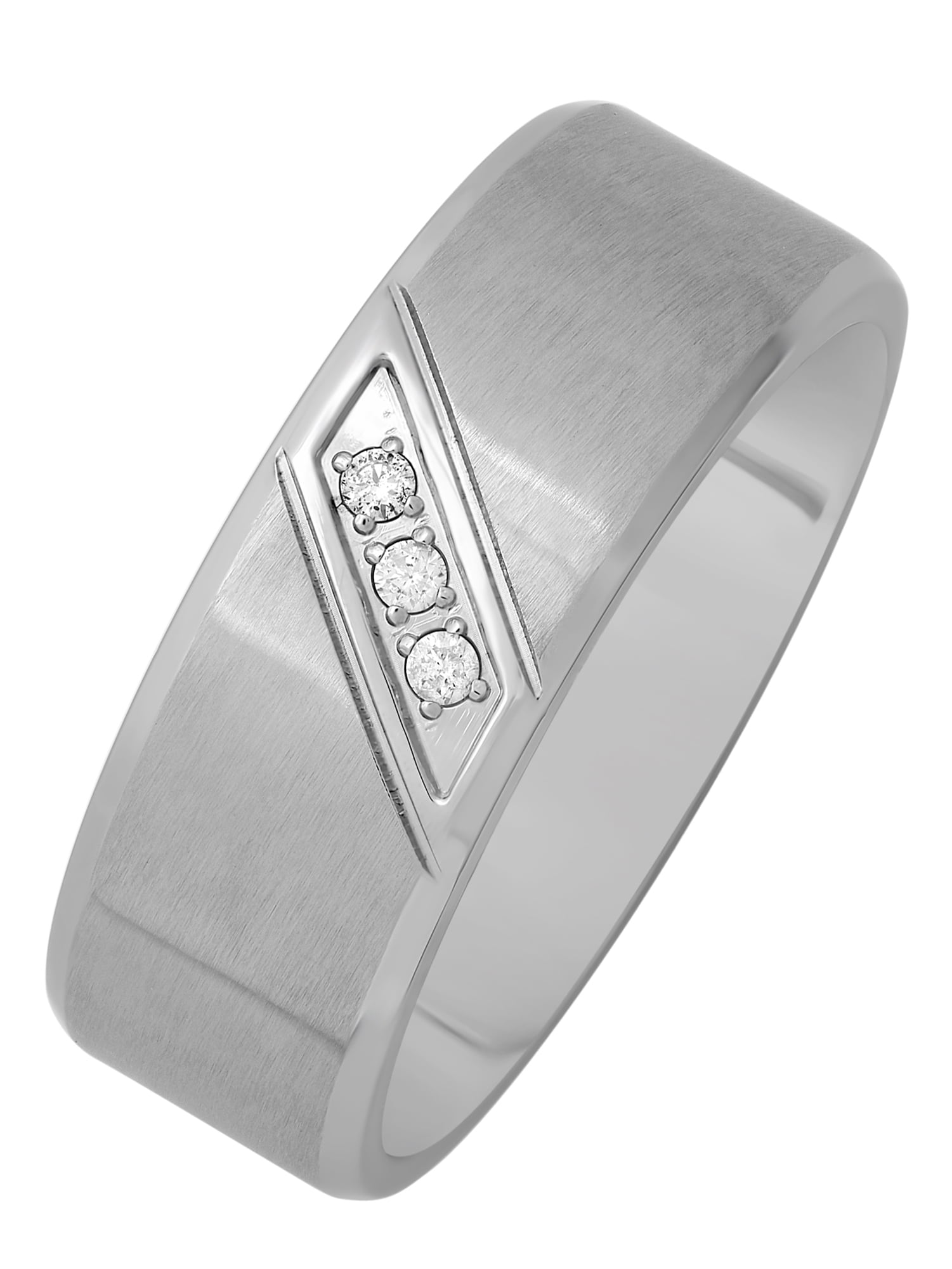 Brilliance Fine Jewelry Men's Diamond Accent Stainless Steel Slant