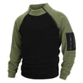 thumbnail image 4 of Mens Fleece Sweater Tops for Outdoors Hiking Camping Warm Colorblock Long Sleeve Mock Neck Tops with Zippers (2XL, Army Green), 4 of 8