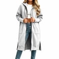 thumbnail image 3 of SETOOFF Women Long Maxi Length Zip Up Hooded Sweatshirt Side Split Long Line Hoodie Coat Oversized Drawstring Hood Jacket with Pockets Solid Color Casual Layering Outerwear for Fall Winter, 3 of 6