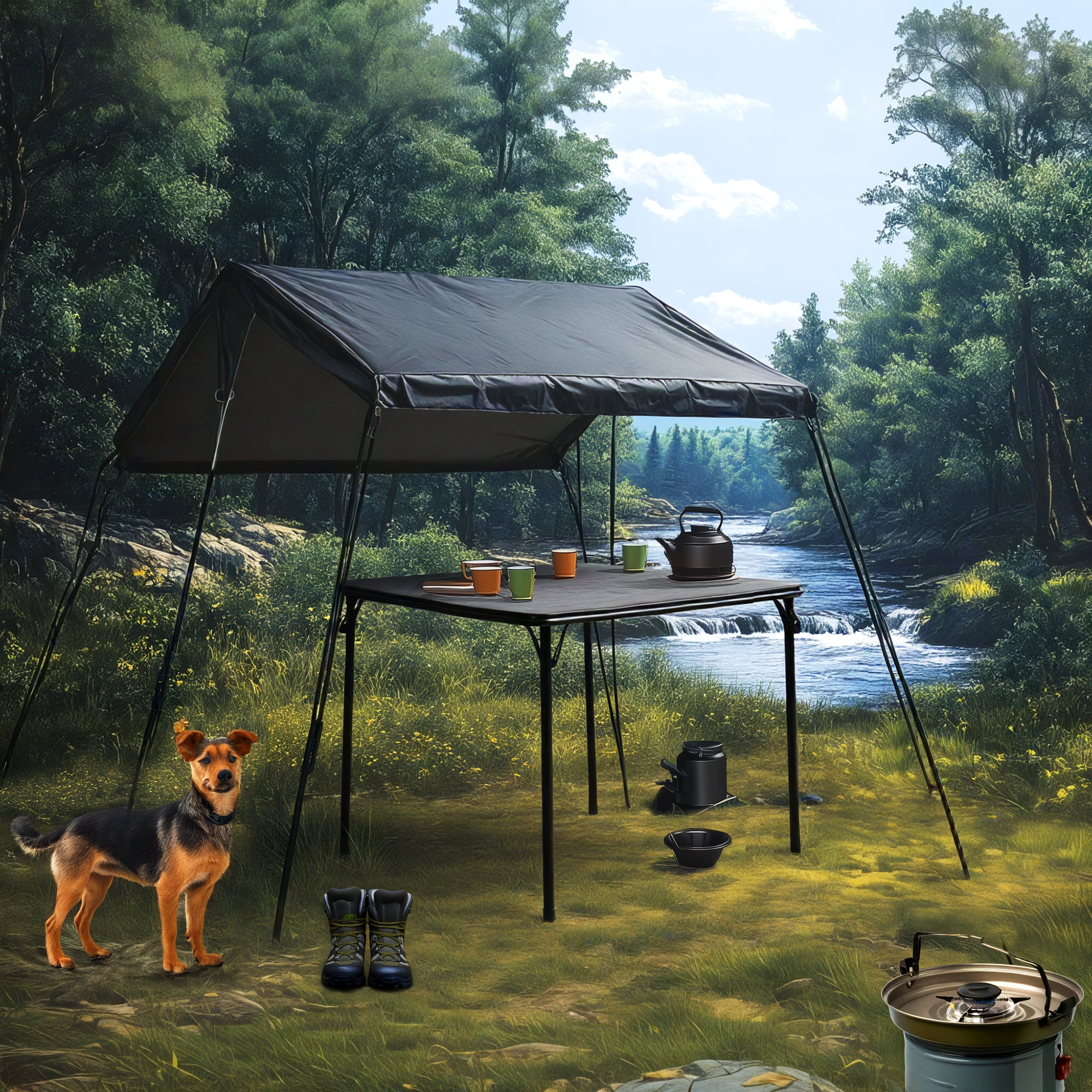 Table de salle à manger pliante ajustable Homy Casa avec porte-gobelet, table gain de place idéale pour les petits espaces, les studios et les appartements