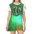 thumbnail image 3 of Airbrush Sweet 16 Green Birthday T-Shirt Dress (AOP), 3 of 4