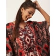 thumbnail image 4 of Moomaya Women's Printed Viscose Kaftan Dress, Round Neck, Asymmetric Hem Midi Dress, 4 of 8