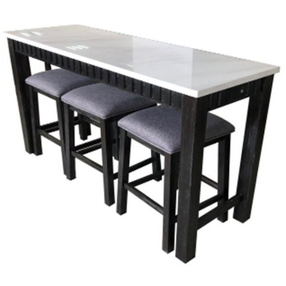 Acme Furniture Necalli 4 Piece Adult Transitional Wood Space Saving Dining Table with Chair Espresso