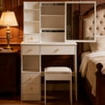 thumbnail image 5 of 29.2" Small Space Desktop Vanity Table with Cushioned Stool - Extra Large Sliding Mirror & Multi-Layer Storage (White), 5 of 12