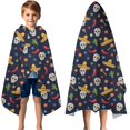 thumbnail image 3 of Navy Mexican Skull Pattern Hooded Bath Towel，50"x30" for Ages 3 To 12 Kids, Quick Dry Lightweight Soft Microfiber Hood Beach Towel Cover Up for Kids, 3 of 7