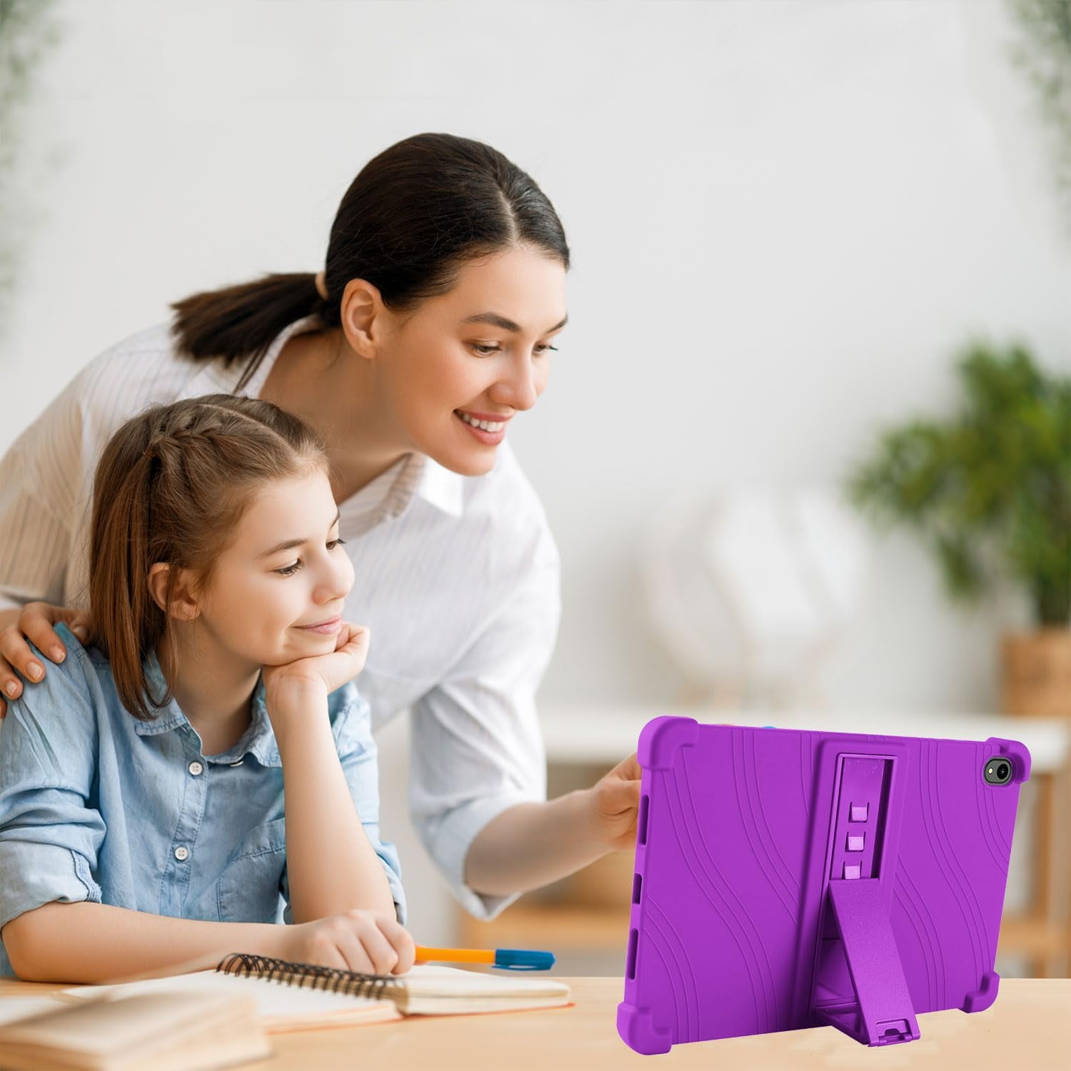 elitegadget Case for T-Mobile REVVL Tab 2 5G 10.1 Inch Tablet 2025 Released - Lightweight Protective Silicone Stand Cover + 1 Random Color Stylus (Purple)