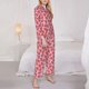 thumbnail image 3 of Balery Strawberry Conjunto de Pijama con Estampado para Mujer, Conjunto de Dos Piezas con Manga Larga, Ropa de Dormir Suave con Bolsillos, Pijamas Cómodos-Medium, 3 of 7