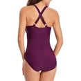 thumbnail image 5 of Women's One Piece Swimsuits Ruched Tommy Control Swimwear V Neck Sexy Back Crossover Swimming Bathing Suits, 5 of 5