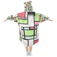 thumbnail image 2 of FORMRS Wearable Blanket Hoodie with Sleeves for Kids Cozy Flannel Sweatshirt, Green Abstract Geometric, 2 of 7
