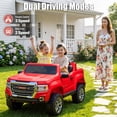thumbnail image 4 of Joyracer 2 Seater 24 Volt Ride on Toys, Licensed GMC 4WD/2WD Switchable Ride on Car for Big Kids with Remote, Bluetooth, Fold Down Tailgate, Rear Storage, Red, 4 of 15