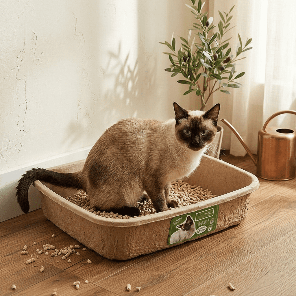 Word Travel - Friendly Disposable Cat Litter Box - 5 Pack Small Molded Pulp Single Use Easy Clean.