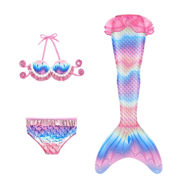 3 Piece Bathing Suit Bikini Set Fish Tail Set Girls Swim Suits Cute Bikini for Teenagers