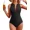 black, variant on Attraco Womens Scalloped Ribbed One Piece Swimsuit with Zipper Racerback Bathing Suit Athletic Swimwear
