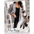 thumbnail image 5 of HUBERY Women Double-Breasted Lapel Collar Long Sleeve Solid Color Blazer Jacket, 5 of 5