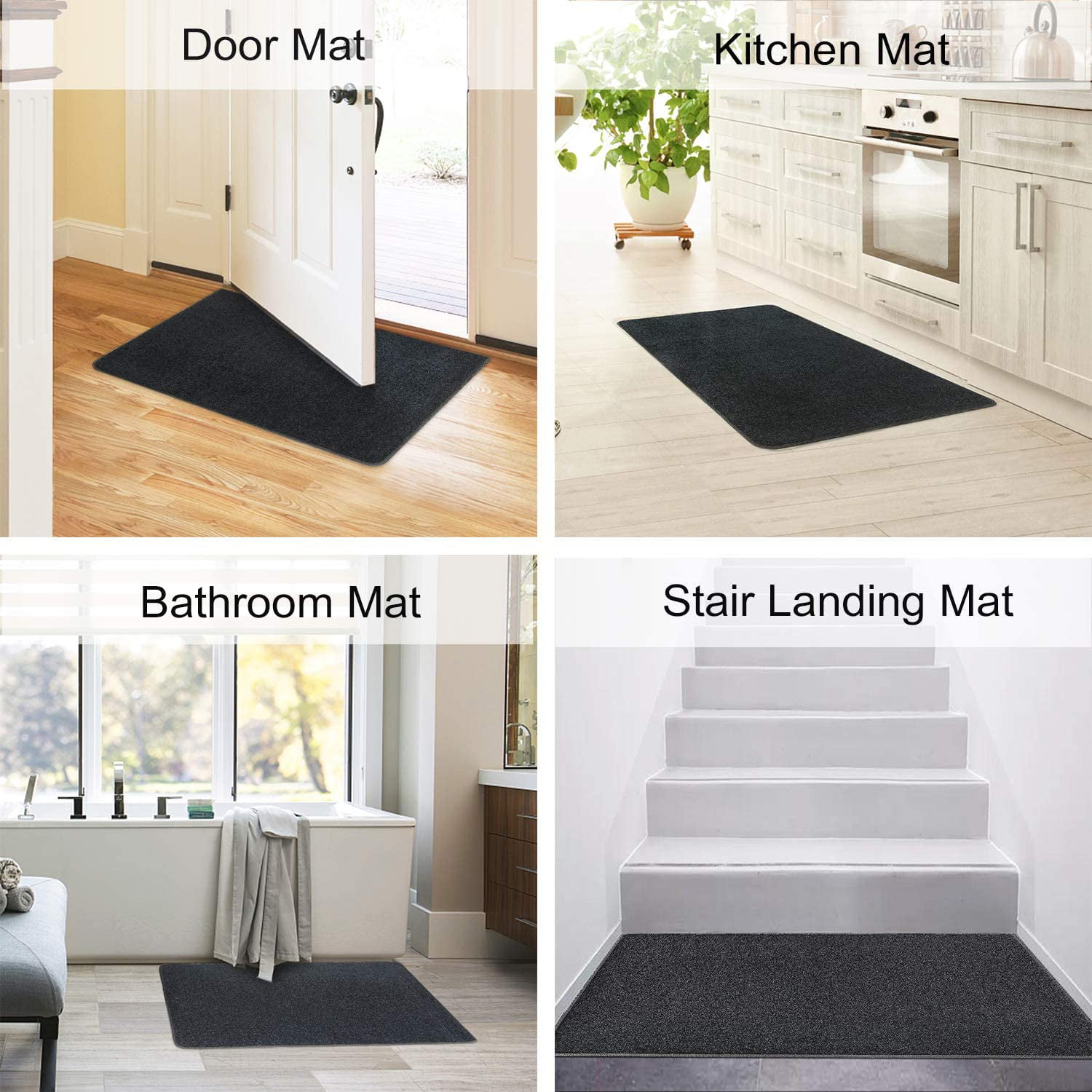PURE ERA Carpet Stair Tread Landing Mat Tape Free Self Adhesive Non Slip Skid Resistant Indoor Doormat Area Rug Floor Mat for Kitchen Bathroom Workstations Washable Beige 2/' X 3/'