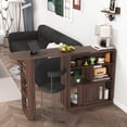 thumbnail image 3 of Modern Bar Cabinet with Rotating Top, Sideboard Buffet Cabinet with 6 Storage Space, Counter Height Dining Cabinet with Ribbed Glass Door for Kitchen, Dining Room, Living Room, 3 of 9