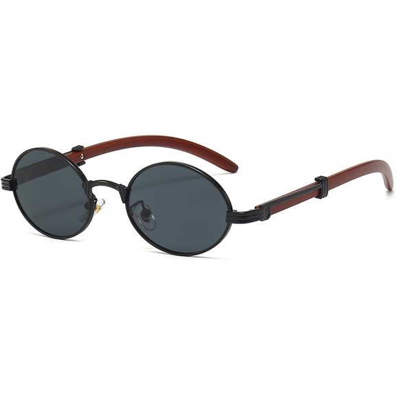 Trendy Oval Sunglasses for Women Fashion Retro Vintage Small Oval Sun Glasses Classic Oval Metal Frame Shades
