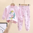 thumbnail image 2 of GXWEA Toddler Girl Pajamas 12-18 Month Girl Pajamas Little & Big Girls Cotton Pajama 2-Piece Long Pants Summer Pj Set Light Pink 6-12 Months, 2 of 3