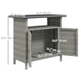 thumbnail image 3 of Outsunny Wicker Storage Cabinet, Outdoor Buffet Cabinet, Grey, 3 of 10