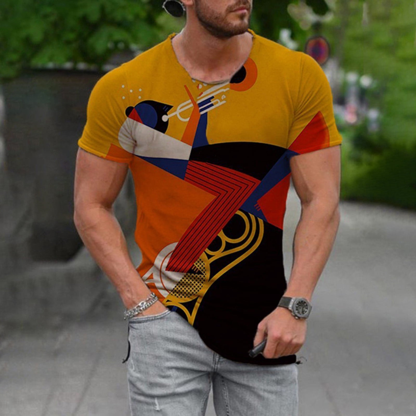Ethnic Graphic Tees for Men, Novelty 