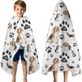 thumbnail image 3 of Beagle Dog and Footprints Hooded Bath Towel，60"x35" for Ages 3 To 12 Kids, Quick Dry Lightweight Soft Microfiber Hood Beach Towel Cover Up for Kids, 3 of 7