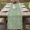 thumbnail image 4 of Sage Green Botanical Table Runner - 48 Inch Long Vintage Floral Plants Branch Cotton and Linen Blended Dress Scarves Farmhouse Table Runner for Kitchen Dining, Coffee Table, 13" x 48", 4 of 8