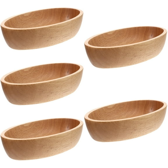 Set of 5 Home Boat Shaped Wooden Fruit Plate Decorative Tray Appetizers Child