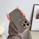 thumbnail image 1 of Funda de cuero personalizada con nombre para Iphone, carcasa con marco galvanizado, iniciales de piel de cordero y letras, para modelos 11, 12, 13, 14 Pro Max, 1 of 4