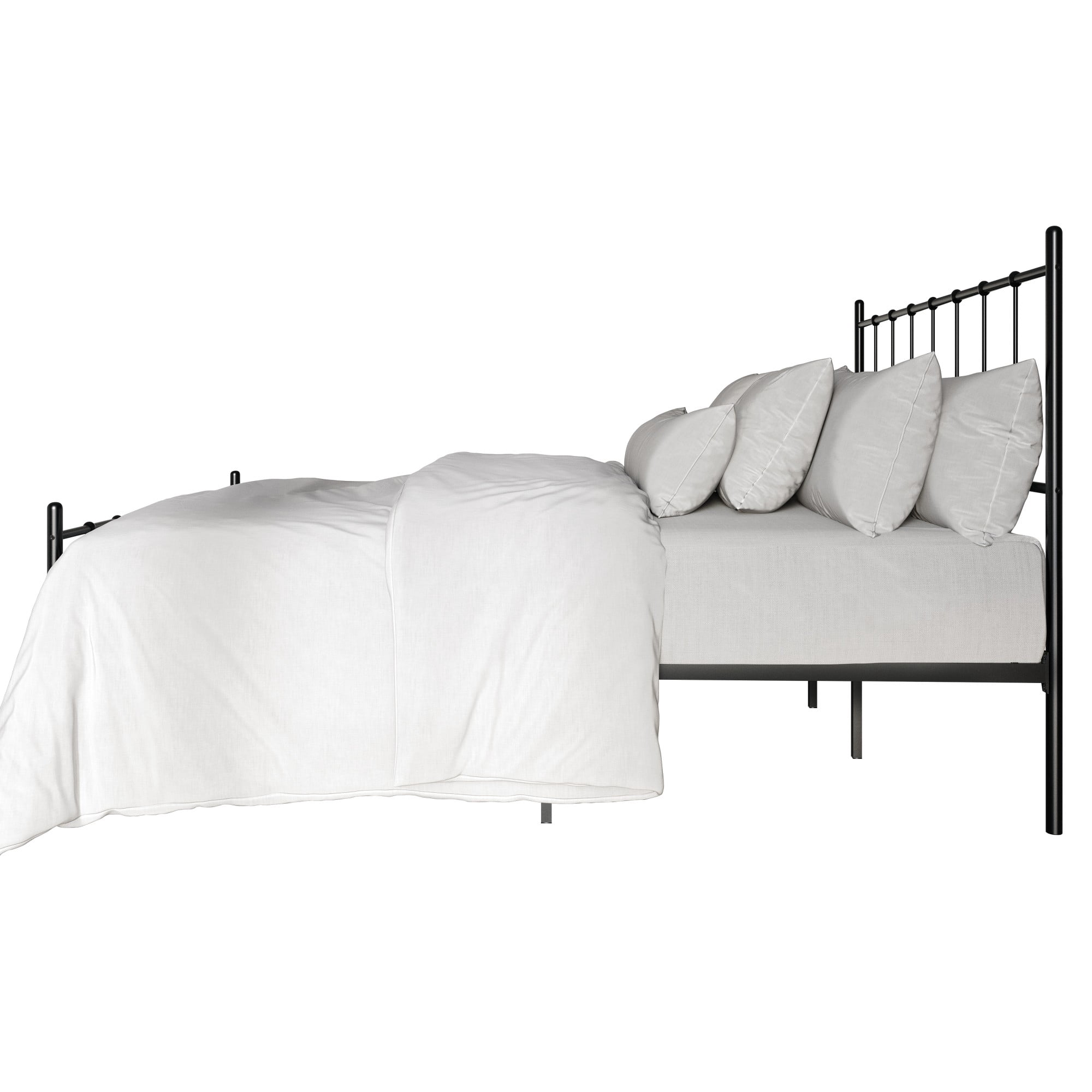 Home Design Calhoun Classic King Metal Bed, Sturdy Platform Frame with Decorative Headboard & Footboard, Black