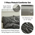 thumbnail image 4 of YEPCLUB Gray King Size Pintuck 7-Piece Comforter Set, Pinch Pleat Bed in a Bag, All Season Down Alternative Bedding Set with Comforter, Sheets, Pillowcases & Shams, 4 of 7