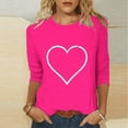 thumbnail image 2 of Busydd Womens Valentines Day Shirt Casual 3/4 Sleeve Heart Graphic Print Valentines Tops Fashion Oversized Round Neck T Shirts Valentines Day Gifts S-5XL, 2 of 5