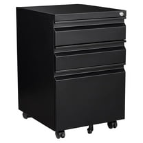 TiaGOC 3-Drawer Locking Mobile File Cabinet, 25 x 20 x 16 Inches, Black