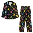 thumbnail image 3 of Kuiaobaty Colorful Dog Paw Pattern Pajamas Set for Women 2pcs Long Sleeve Button Down Sleepwear Nightwear Soft Pjs Lounge Sets Tops and Pants with Pockets, Size XS, 3 of 7