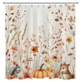 thumbnail image 4 of HVEST Fall Floral Pumpkin Shower Curtain with Rustic Wildflower Plant and Squirrel Design - Autumn Harvest Bathroom Decor, Waterproof Polyester Fabric, Includes 12 Hooks, 72x72 Inches, 4 of 8