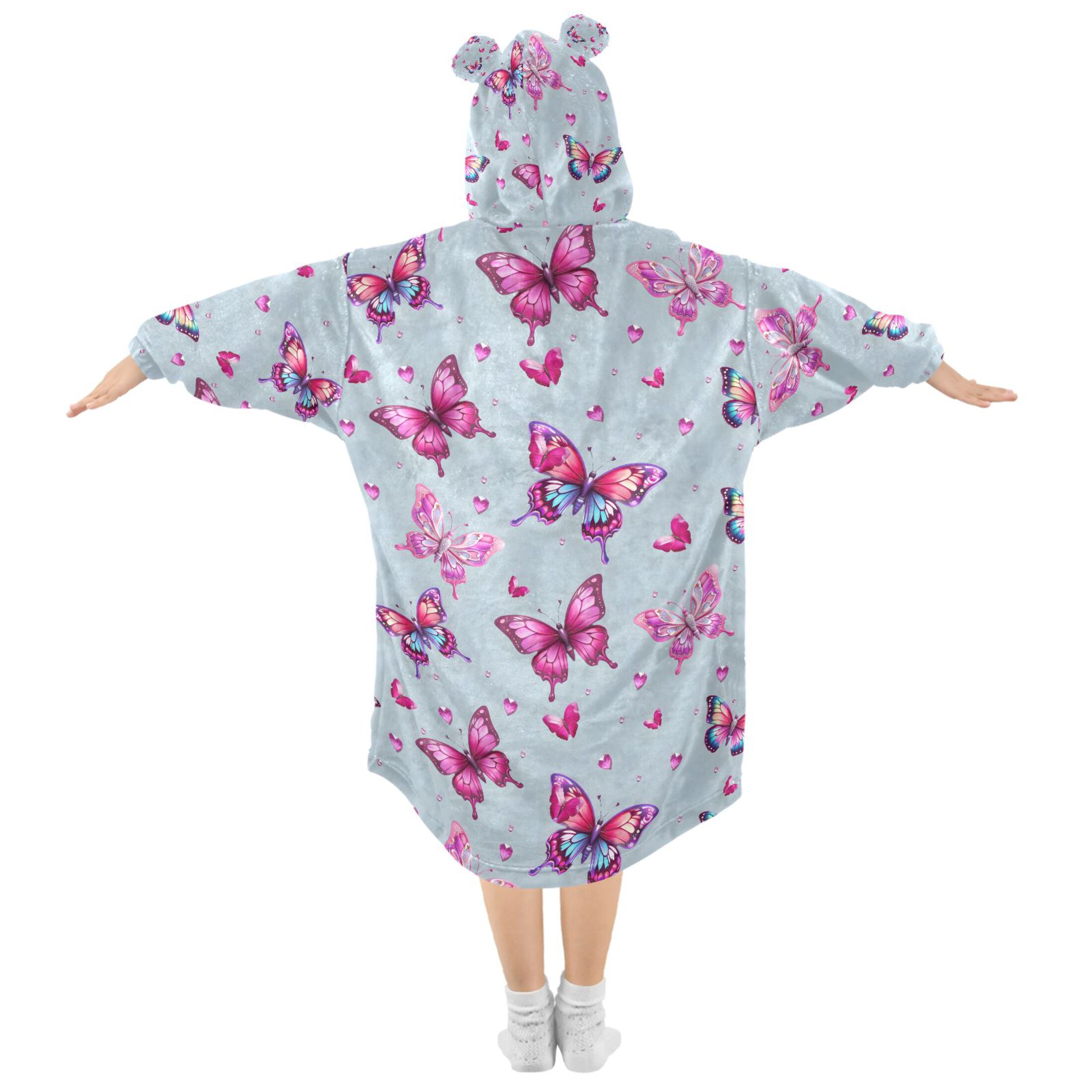 joogoo Blanket Hoodie for Butterfly Beautiful Oversize Sweatshirt 3-14 YR L