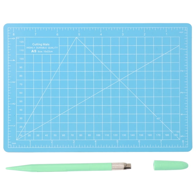 Juego de herramientas para tallar manualidades DIY, almohadilla de corte A5, cuchillo lápiz para escultura de madera y regla de aluminio (#5)