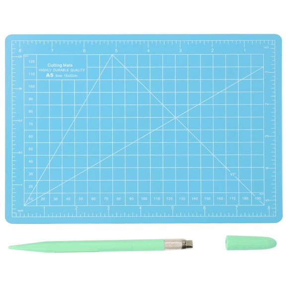 Juego de herramientas para tallar manualidades DIY, almohadilla de corte A5, cuchillo lápiz para escultura de madera y regla de aluminio (#5)