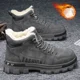 thumbnail image 3 of Zapatos de invierno para hombre, botines de motocicleta de Color sólido a la moda, zapatos de algodón con cordones, botas de trabajo cálidas con plataforma, nuevos, 3 of 4