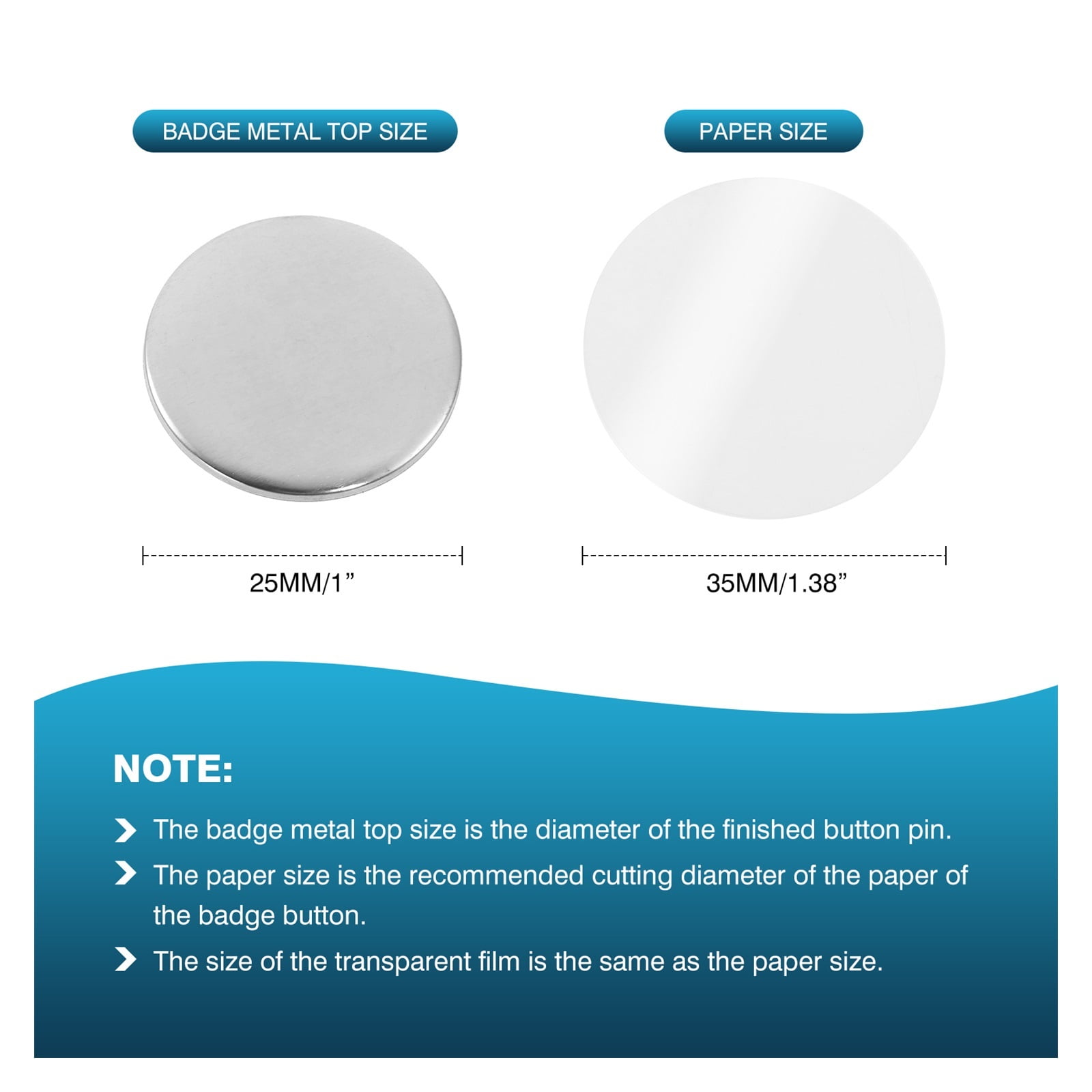 100Pcs Mini DIY Round Mirror Material Bad Blank Button Pins for Button Bad Maker Machine 25mm , 32mm , 37mm , 44mm , 58mm , 75mm
