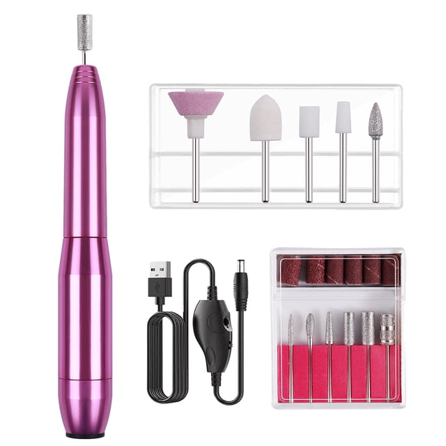 Ensemble de Pédicure Portable, Perceuse Électrique pour Ongles, Perceuse de Qualité Supérieure pour le Polissage des Ongles, Vitesse Réglable et Design à Faible Chaleur pour Salon et Usage Domestique (Coquille en Alliage d'Aluminium)
