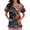 thumbnail image 4 of Bbyeadc Oversize 250 Anniversary United States T-Shirts for Women Short Sleeve Gift Freedom T-Shirt V Neck United States Shirt Fashion Going Out Top,Dark Blue(S), 4 of 5