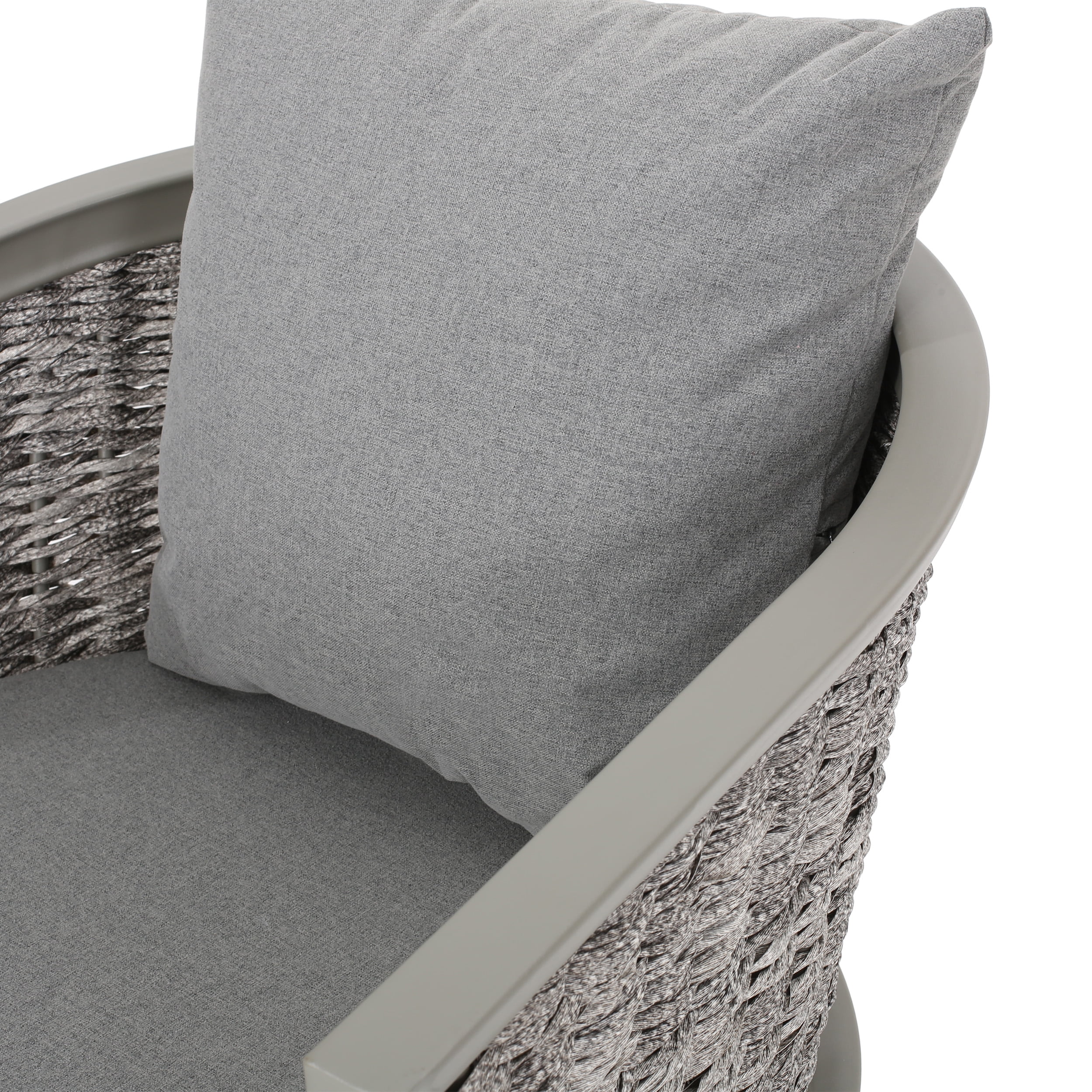 Caris Outdoor Boho Wicker Club Chair with Cushions, Set of 2, Multi Light Gray, Gray
