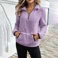 thumbnail image 2 of KICILVS Womens Fleece Half Zip Pullover with Front Kangaroo Pocket Cozy Warm Winter Casual Daily Loungewear Tops, 2 of 7