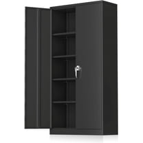 SUNCROWN  71 In Metal Storage Garage Cabinets with Locking Doors and Adjustable Shelves, Steel Storage Cabinet for Garage, Office, Classroom, Assemble Required(Black)